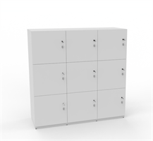 Personlig oppbevaring  Personlig oppbevaring med 9 skap, bredde 120 cm