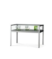 Glasskube Bordvitrin på ben, ringbord